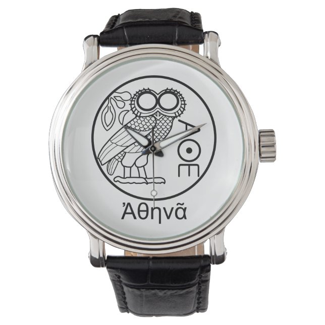 Athena’s owl tetradrachm (Greek Font) Watch (Front)