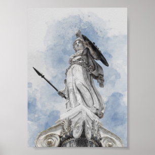 Athena Statue Poster – Classic Greek Art Print 