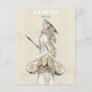 Athena Statue Sketch Postcard – Ancient Greece