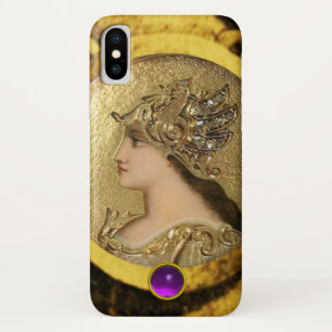 ATHENA WITH FANTASY GRIFFINS AND PURPLE GEMSTONE iPhone X CASE
