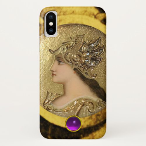 ATHENA WITH FANTASY GRIFFINS AND PURPLE GEMSTONE iPhone X CASE
