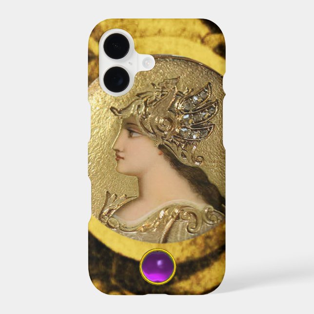 ATHENA WITH FANTASY GRIFFINS AND PURPLE GEMSTONE Case-Mate iPhone CASE (Back)