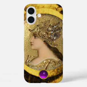 ATHENA WITH FANTASY GRIFFINS AND PURPLE GEMSTONE iPhone 16 PLUS CASE