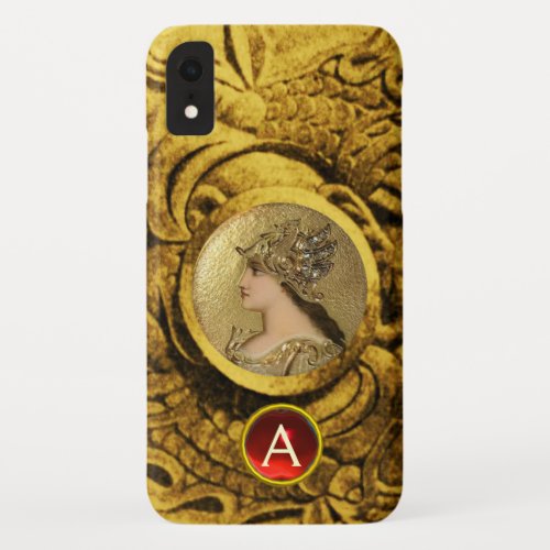 ATHENA WITH FANTASY GRIFFINS RED GEMSTONE MONOGRAM iPhone XR CASE