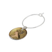 ATHENA WITH GOLDEN HELMET AND FANTASY GRIFFINS WINE GLASS CHARM (Side)