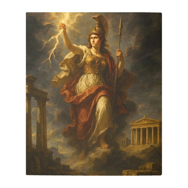 Athena's Lightning: Goddess of Wisdom & Power (Myt Metal Print (Front)