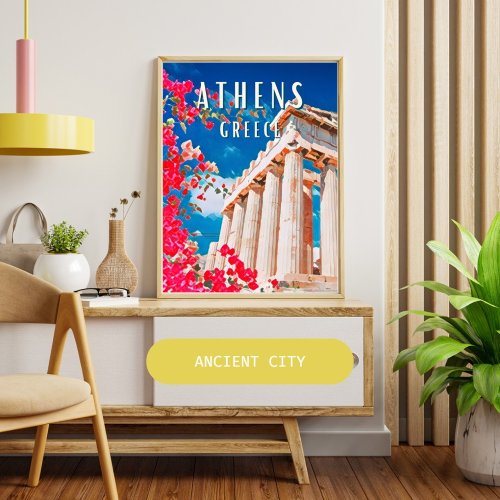 Athnes ville de la mythologie grecque poster