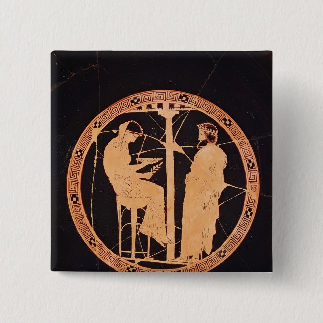 Athenian red-figure kylix depicting Aegeus Pinback Button (Front)