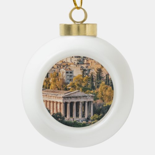 Athens Aerial View Landscape Photo Ceramic Ball Christmas Ornament