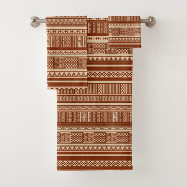 Athens Ascent: Ancient Greek Geometric Bath  Towel Set (Insitu)