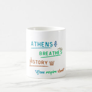 Athens Breathes History – Bilingual Travel Art Coffee Mug