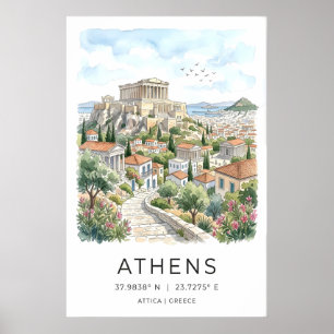 Athens City Art Print Parthenon and Stone Path