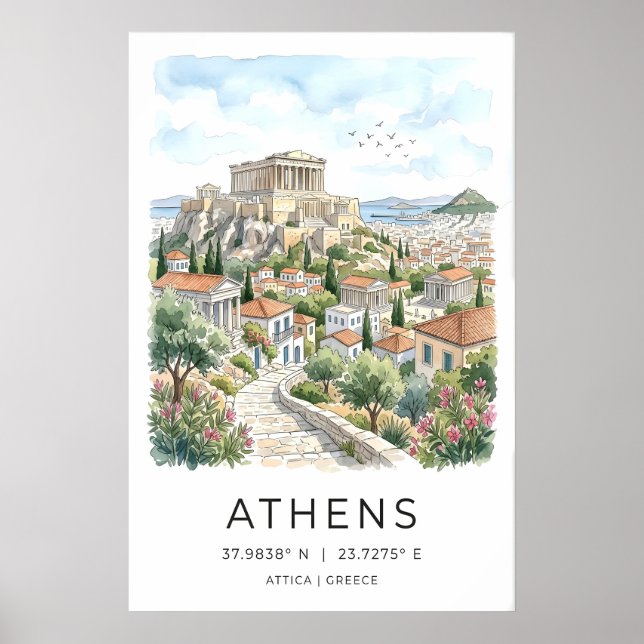 Athens City Art Print Parthenon and Stone Path (Front)