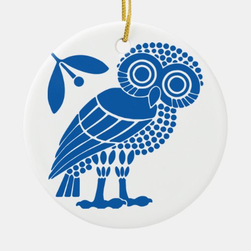 Athens city municipality flag symbol emblem owl bi ceramic ornament
