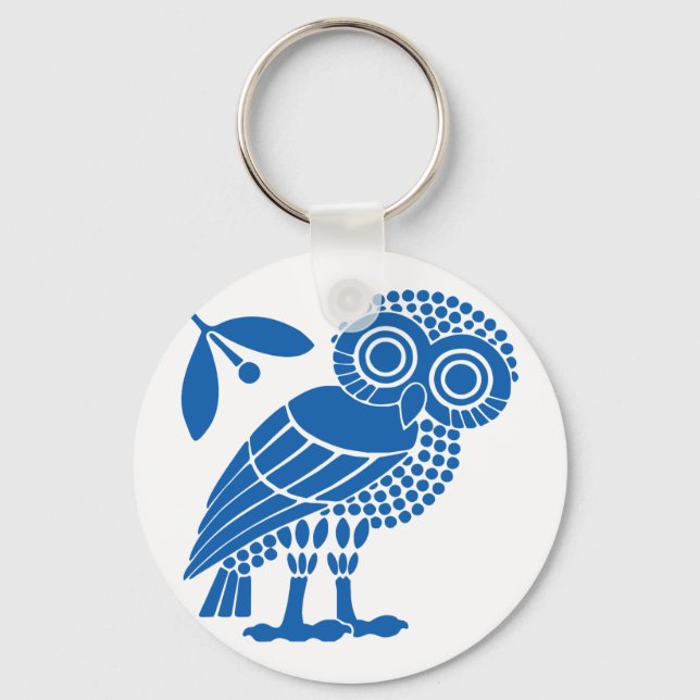 Athens city municipality flag symbol emblem owl bi keychain (Front)