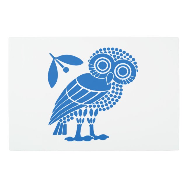 Athens city municipality flag symbol emblem owl bi metal print (Front)