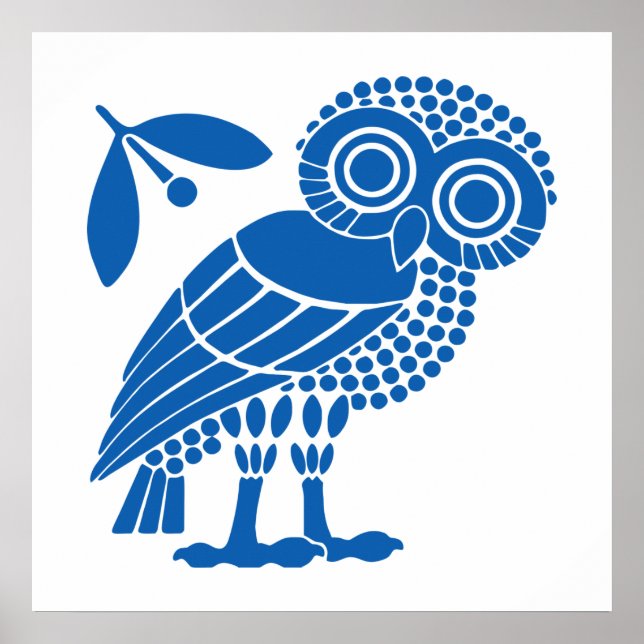 Athens city municipality flag symbol emblem owl bi poster (Front)