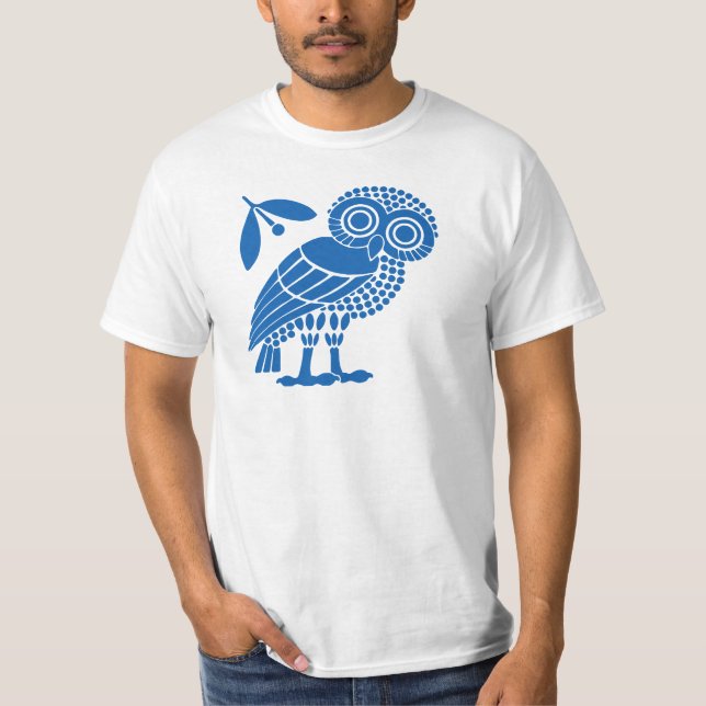 Athens city municipality flag symbol emblem owl bi T-Shirt (Front)