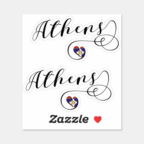 Athens Flag Heart Greece Sticker