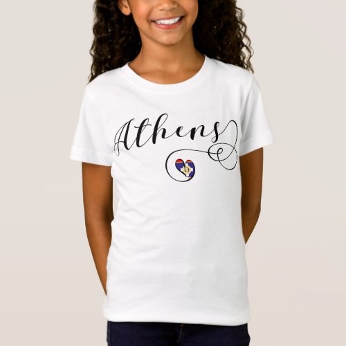 Athens Flag In Heart Greece T_Shirt