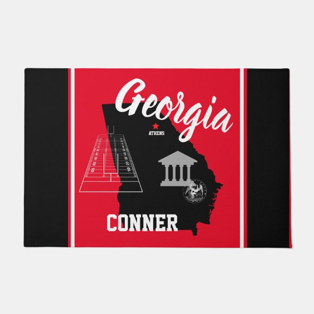 Athens Georgia Black and Red Doormat (Front)