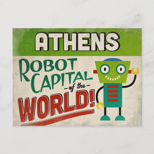 Athens Georgia Robot _ Funny Vintage Postcard