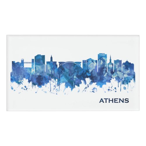 Athens Georgia Skyline Blue Name Tag