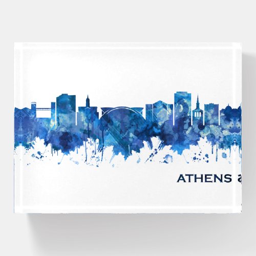 Athens Georgia Skyline Blue Paperweight