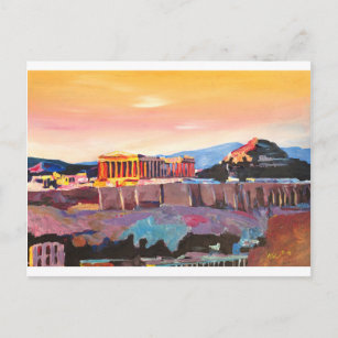 Athens Greece Acropolis At Sunset Postcard