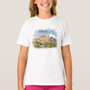 Athens Greece Acropolis Parthenon Watercolor T-Shirt