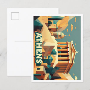 Athens Greece artistic colorful Postcard