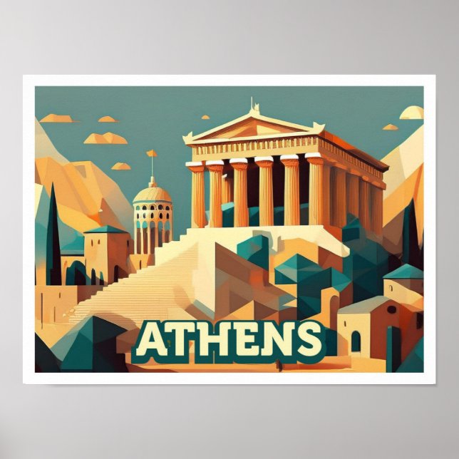 Athens Greece artistic colorful Poster (Front)