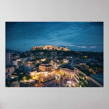 Athens Greece At Dusk Poster by EnhancedImages at Zazzle