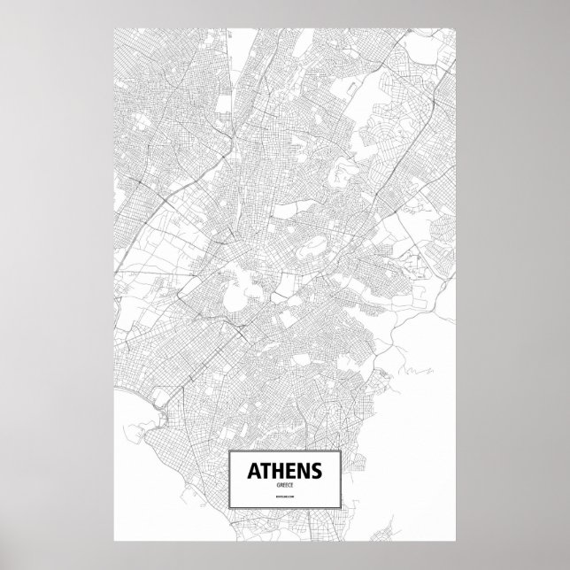 Athens, Greece (black on white) Poster (Front)