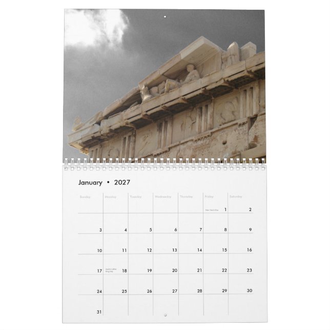 athens / greece calendar (Jan 2027)