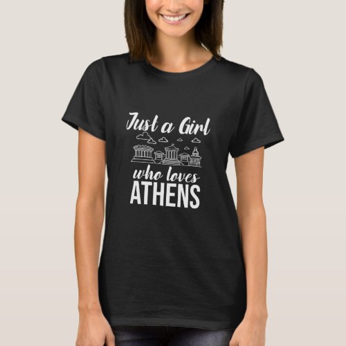 Athens Greece City Skyline Map Travel  T_Shirt