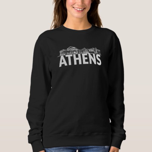 Athens Greece City Skyline Silhouette Outline Sket Sweatshirt
