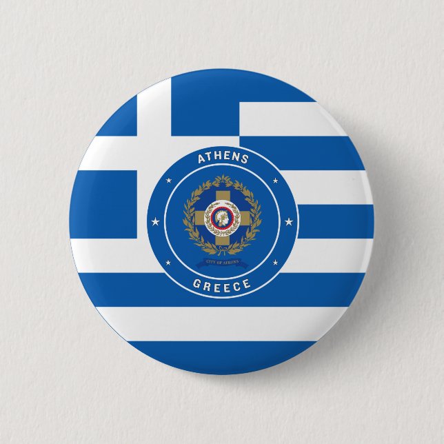 Athens, Greece Emblem & Flag Button (Front)