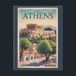 Athens Greece Illustration Travel Art Vintage Postcard<br><div class="desc">Athens retro vector travel design. The city is still dominated by 5th-century BC landmarks,  including the Acropolis,  a hilltop citadel topped with ancient buildings like the colonnaded Parthenon temple.</div>