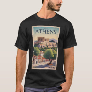 Athens Greece Illustration Travel Art Vintage T-Shirt