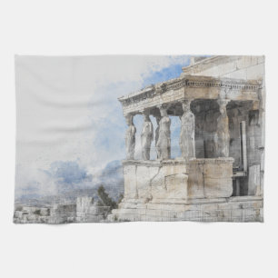 Athens Greece Kitchen Towel – Watercolor Ancient