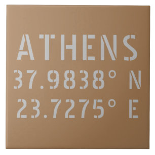 Athens Greece Latitude Longitude   Ceramic Tile