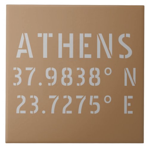 Athens Greece Latitude Longitude   Ceramic Tile