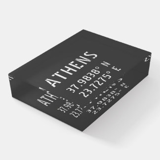 Athens Greece Latitude Longitude Paperweight