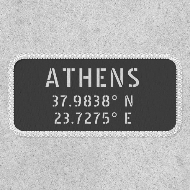 Athens Greece Latitude Longitude Patch (Front)