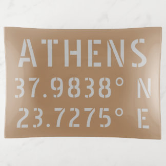 Athens Greece Latitude Longitude Trinket Tray