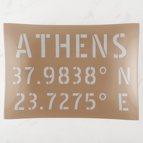 Athens Greece Latitude Longitude  Trinket Tray