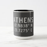 Athens Greece Latitude Longitude Two-Tone Coffee Mug