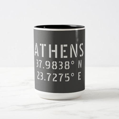 Athens Greece Latitude Longitude Two_Tone Coffee Mug