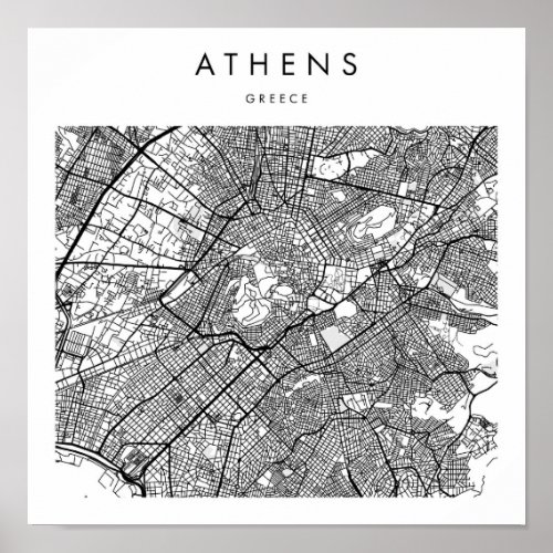Athens Greece Minimal Modern Street Map Poster